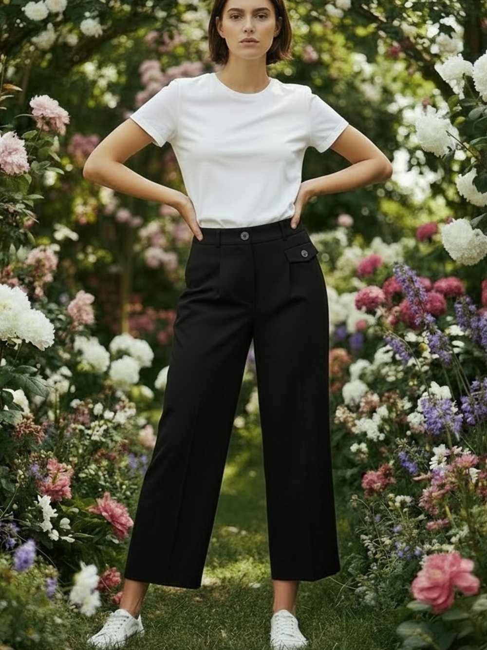 a new day Black High-Rise Wide-Leg Crop Pants - Size 8